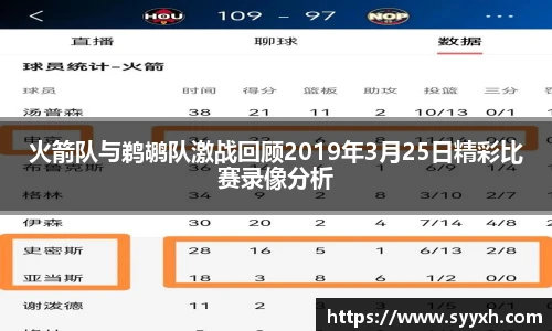 火箭队与鹈鹕队激战回顾2019年3月25日精彩比赛录像分析